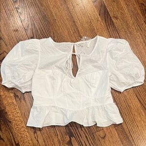 For Love And Lemons White Puff Sleeve Blouse